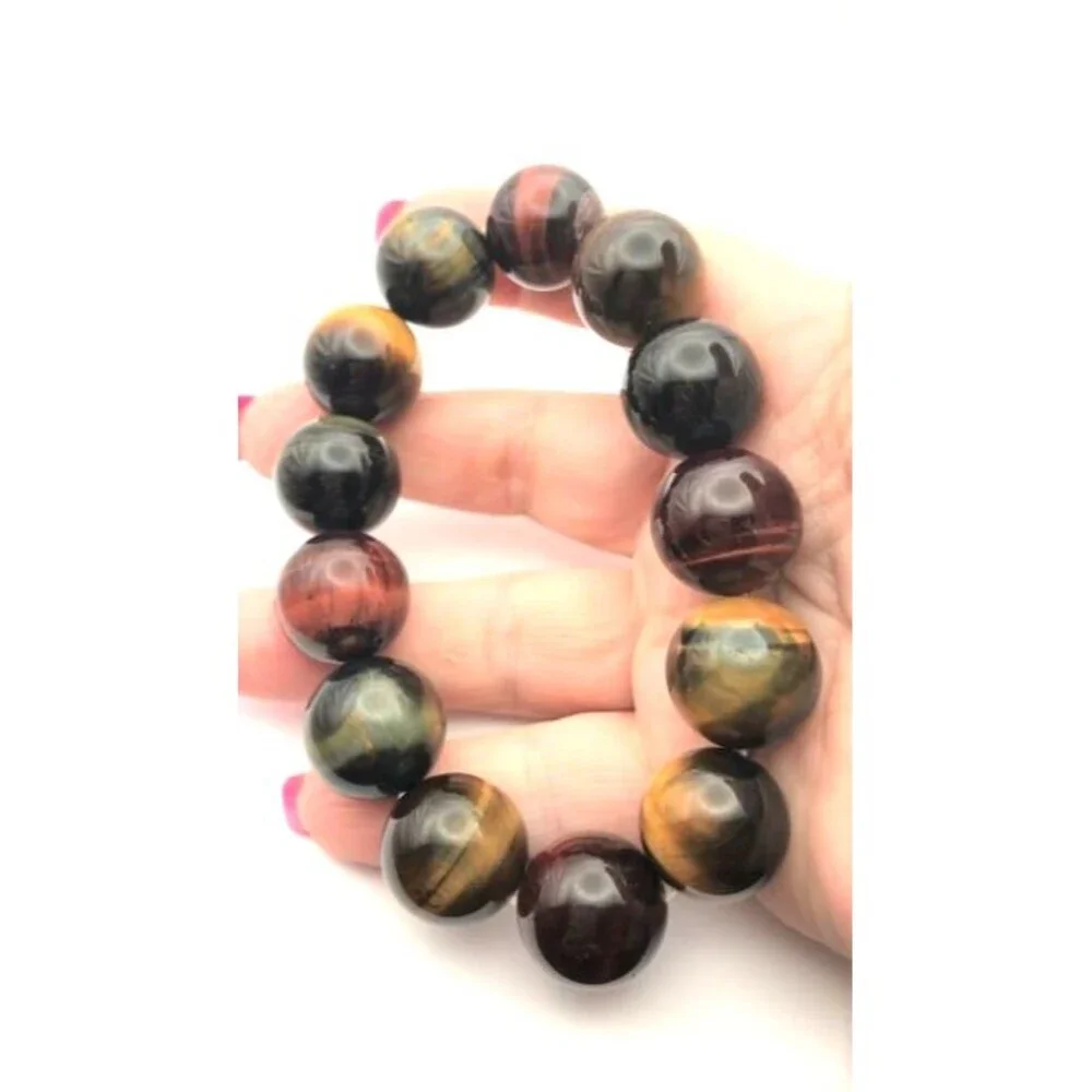 Big and Beautiful Colorful Tiger Eye Bracelet - 18mm